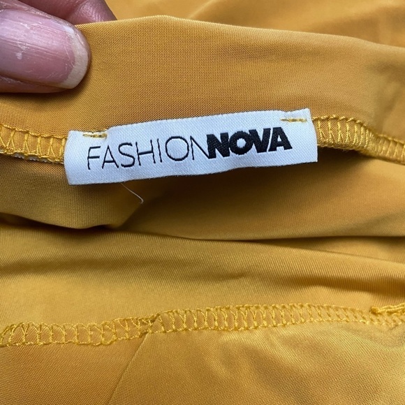 Fashion Nova Mustard Gold Yellow Two Piece Dress skirt set crop top - Picture 5 of 10